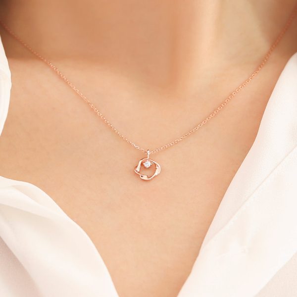 OST - Wave Line Cubic Rose Gold Necklace For Sale - Image 3