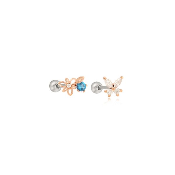 OST - Clematis Sapphire Rose Gold Ear Pierce Supply
