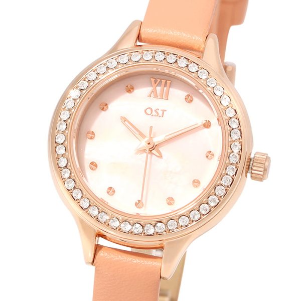 OST - Dazzling Pink Women s Leather Watch Supply - Image 2